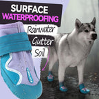 Dog Shoes for Large Small Medium Dogs,Dog Booties for Indoor Hardfloors Anti-Slip,Reflective Strip Waterproof Dog Boots & Paw Protectors for Outdoor Walking Hot Pavement,Winter Snow (Purple-4)