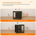 DWANTON Dog Crate Furniture with Cushion, Wooden Kennel Table with Double Doors, Indoor Dog House, Small/Medium/Large Size, 27.2" L, Black+Gold