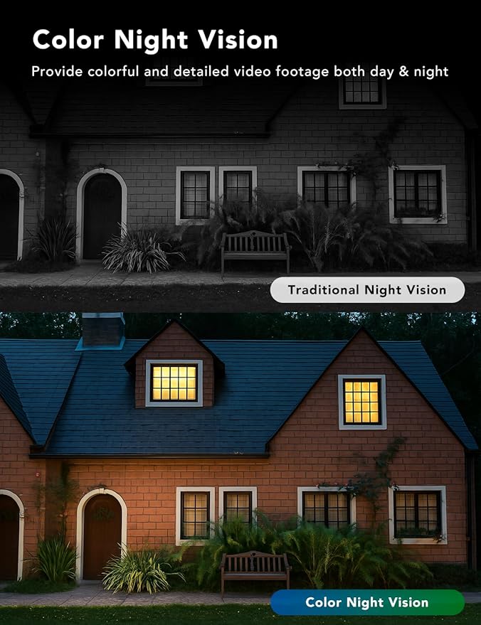 2K Security Camera, Outdoor/Indoor for Home, Pet, Baby, Nanny, IP65 Wterproof Color Night Vision, White Light & Siren, Recording, Motion Detection, Compatible with Alexa, White-4P