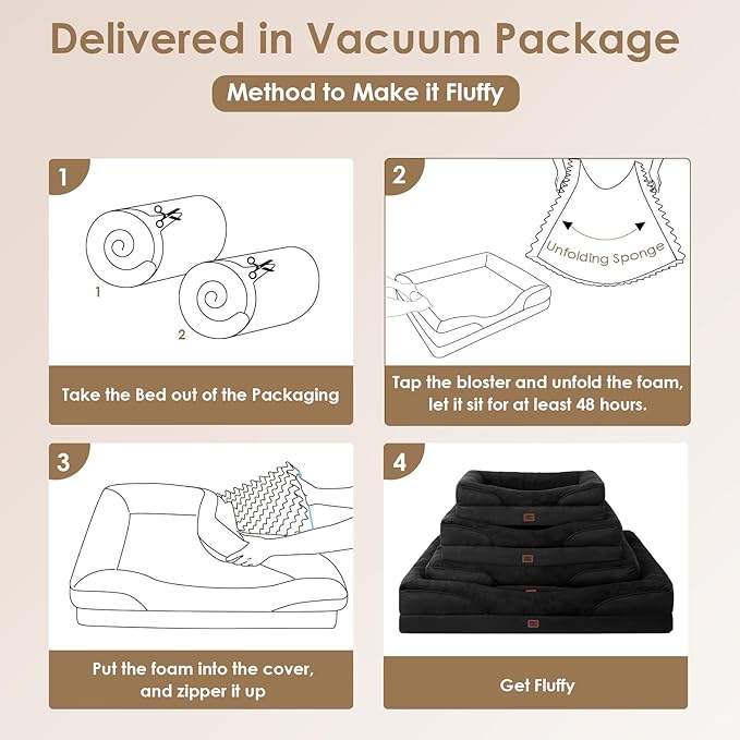 EHEYCIGA Memory Foam Dog Bed for Medium Size, Orthopedic Dog Sofa with Sides and Waterproof Liner, Washable Bolster Pet Couch with Removable Cover, 35x22x6.5 Inch, Black