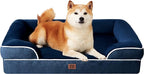 EHEYCIGA Orthopedic Dog Beds for Large Dogs, Waterproof Memory Foam Large Dog Bed with Sides, Non-Slip Bottom and Egg-Crate Foam Pet Couch Bed with Washable Removable Cover, Navy