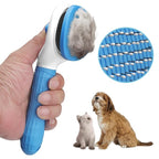 Self Cleaning Cat Brush,Slicker Dog Brush for Shedding,Skin Friendly Cat Brushes for Indoor Cats Massage Grooming,Dog Deshedding Brush for Long&Short Haired Dogs Loose Fur Hair Removal Blue