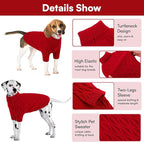 Queenmore Dog Sweaters for Large Dogs Girls Boys,Warm Pullover Extra Large Dog Sweater,Dogs Christmas Sweaters,Classic Turtleneck Thick Clothes for Extra Large Pets, Pitbull, Boxer(Red,XL)