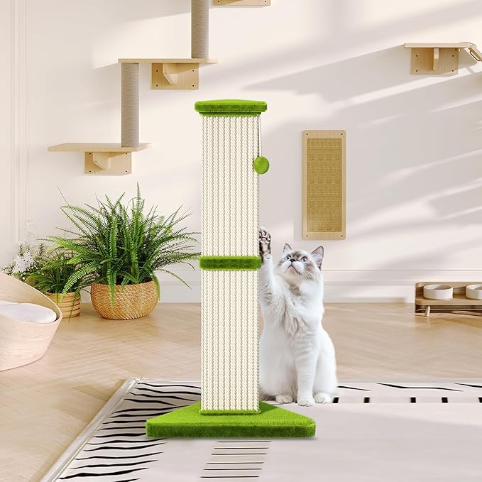 Cat Scratching Post 32 Inch Tall Cat Scratching Post for Indoor with 5 Inch Diameter Post and Ball Cat Scratcher for Medium and Large Cats