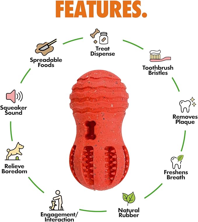 Max Fusion Made with Nike Grind, Arlee Weeble Treat Dispensing Dog Toy, Treat Dispenser, Durable Treat Toys for All Dogs, Natural Rubber Chew Toy, Large, Yellow, 1 Count