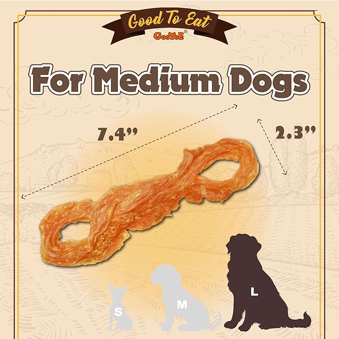 Gootoe Turkey Tendon Dog Treats, Rope (L) 1 lb, USA-Sourced Turkey Tendon, Natural Snack, Premium Puppy Chews, Hypoallergenic, Rawhide Free, Reseal Value Bag, Sizes for Large Dogs