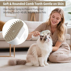 4 in 1 Cat Steam Brush for Shedding Dog Brush with Steam Pet Hair Cleaning Brush Comb for Cat Spray Pet Grooming Soft Silicone Brush for Long & Short Haired Pets (White)