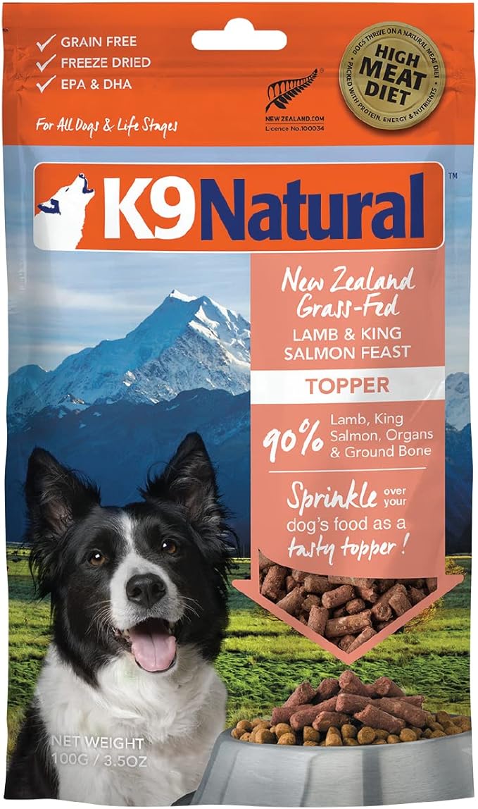 K9 Natural - Grain Free Freeze Dried Dog Food Topper - Lamb & Salmon, 3.5oz