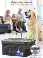 Kastty Dog Water Fountain for Large Dogs, 2.8Gal/10.5L Stainless Steel Cat Water Fountain, Super Quiet Smart Pet Water Fountain Automatic Dog Water Bowl Dispenser with LED Pump, Easy to Assemble Clean