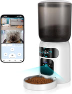 6L AI Automatic Cat Feeder with Dual Camera, 1080P HD Night Vision & Dual Power Supply, Easy Setup Timed Food Dispenser with Desiccant Bag for Cats & Dogs, 5G WiFi Pet Feeder with 2-Way Audio