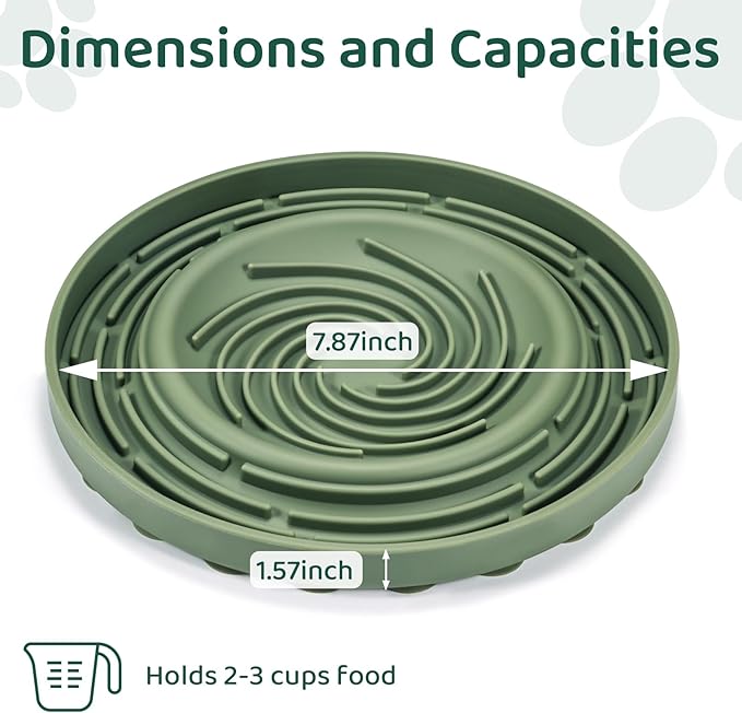 Silicone Dog Feeding Bowl with Suction Cup, Dog Puzzle Feeding Bowls for Heathy Eating - Non Slip Design (Green)