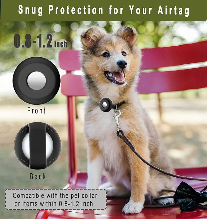 for Airtag Holder for Dog Collar, Cibaabo Silicone Air Tag Case Cover Compatible with Apple Airtags for 0.8-1.2inch Cat Pet Collar Harness Loop