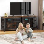 EasyCom 41"/33"/27" Dog Crate Furniture with Name Tag, Heavy Duty Dog Kennel Indoor for Medium Dogs, Double-Doors Sturdy Metal Dog Cage for Anxiety Dog, Decorate House as TV Stand, End Table