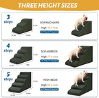 3-Step Dog Ramp and Stairs for Sofa and Chair - Non-Slip Sturdy Pet Steps for Small Dogs and Cats,15.7" H,Green