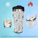 Cat Dog Paw Travel Coffee Mug with Filp Lid, Animal Stainless Steel Insulated Tumbler Cup 14 Oz, Holiday Birthday Christmas Gift for Men Women Dad Mom Sister Friend Bestie Dog Lover