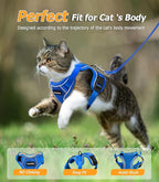Halypet Cat Harness and Leash Set [MAX Safety 4th-Gen Upgrade] Escape Proof Adjustable Cat Leash Comfortable Soft Vest Easy to Wear Kitten Harness with Reflective Strip for Cats Walking, S Blue