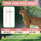 Cat Harness and Leash Set - Pink Lightweight Soft Kitten Harness Escape Proof, Adjustable Travel Pet Harness for Walking，Easy Control Comfortable Outdoor (Pink, One Size Fits All)