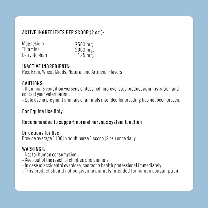 Formula 707 Calming Equine Supplement 5LB Bag – Anxiety Relief and Enhanced Focus for Horses – L-Tryptophan, Thiamine & Magnesium