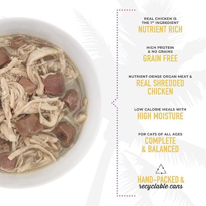 Tiki Cat After Dark, Chicken, High-Protein and 100% Non-GMO Ingredients, Wet Cat Food for Adult Cats, 2.8 oz. Cans (Pack of 12)