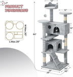 MoNiBloom 60 Inch Cat Tree Tower for Indoor Cats Large Adults, Cat Tower with Scratching Post, Multi-Level Furniture Activity Center with Cat Condo Pet Play House, Light Grey