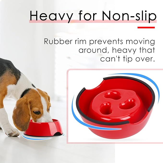 Super Design Slow Feeder Dog Bowl, 1.5 Cup, Nonslip, Heat-Resistant, Sturdy, Suitable for Medium to Large Dogs, Dishwasher Safe
