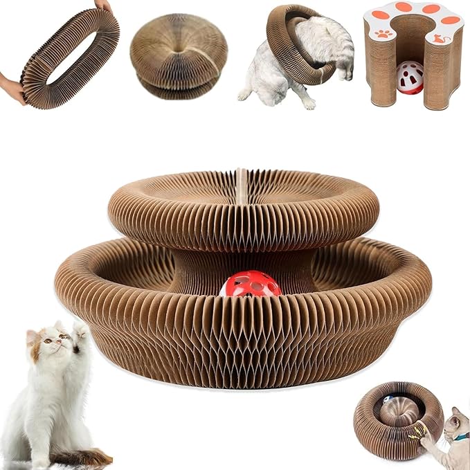 Cat Scratcher,Magic Organ Cat Toy,Cat Scratcher for Grinding Claw Cardboard Cat Toys,Interactive Scratch Pad with Toy Ball