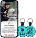 MYLUCKYTAG QR Code ESA Emotional Support Dog ID Tag - Pet Online Profile - Scan QR Receive Instant Pet Location Alert Email