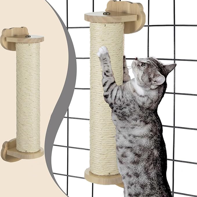 haozaikeji Cat Scratching Post for Crate Cage, Cage Mount Cat Scratcher Cage Scratcher Pole Natural Sisal Cat Scratching Post with Self Groomer and Massager for Indoor Cats Kitten