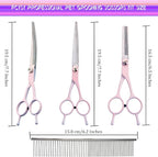 Dog Grooming Scissors Kit, Fcysy Professional Dog Trimming Scissors Set, Hair Cutting Curved Thinning Shears for Pet Cat at Home, Pet Grooming Supplies