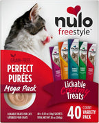 Nulo Freestyle Grain-Free Perfect Purees Premium Wet Cat Treats, Squeezable Meal Topper for Felines, High Moisture Content to Support Cat Hydration, 0.5 Ounce, Variety Pack