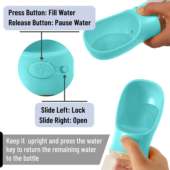 Mr. Pen- Dog Water Bottle, 19 oz, Large, Aqua Blue, Portable Dog Water Bottle Dispenser, Not Dishwasher Safe