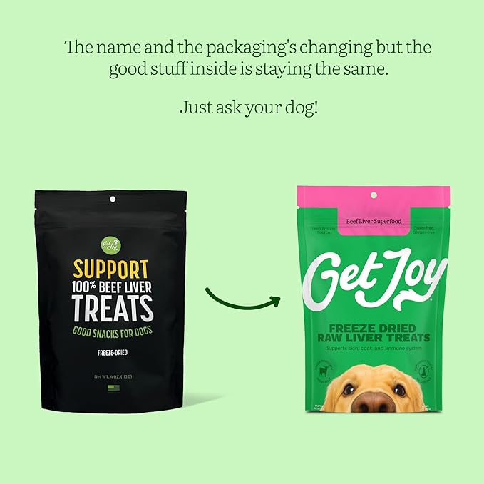 Get Joy Freeze Dried Superfood 100% Beef Liver Dog Treats, 16 Ounce Bag, Single Ingredient Organ Meat, High Protein, Vision, Skin & Coat Health, Muscle Repair, Grain Free, Gluten Free, Made in USA