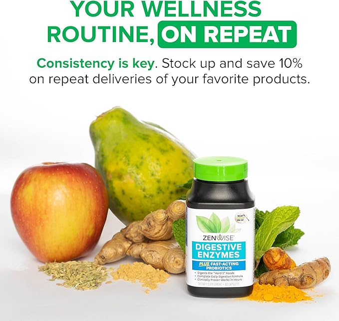 Zenwise Health Digestive Enzymes for Gut Health & Bloating Relief - Multi Enzymes Digestion Supplement with Probiotics, Bromelain & Papaya for Digestive Health Support - Men & Women - 100 Count