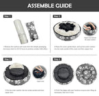 Donut Dog Beds for Medium Dogs, Calming Round Cat Beds for Indoor Cats, Cute 3D Textured Paw Pet Bed with Removable Washable Cover and Anti-Slip Bottom（Grey，30"）