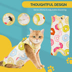 Avont Cat Recovery Suit - Kitten Onesie for Cats After Surgery, Cone of Shame Alternative Surgical Spay Suit for Female Cat, Post-Surgery or Skin Diseases Protection -Donut(M)