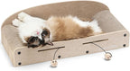 FUKUMARU 26 Inch Cat Scratcher Cardboard Lounge Bed, 2 Reversible Cat Scratch Pads Refill for Indoor Cats, Durable Cats Scratching Boards Extra Large Lounger Bed Sofa Couch with Ball Toy, Beige