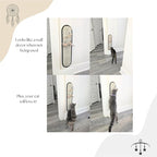 Boho Sisal Cat Scratcher Mat with Hook and Loop Strips (Scratch Protector for Carpet, Sofa, Wall and Furniture), Durable and Shedding-Resistant Surface (Oval Medium, Fishbone)