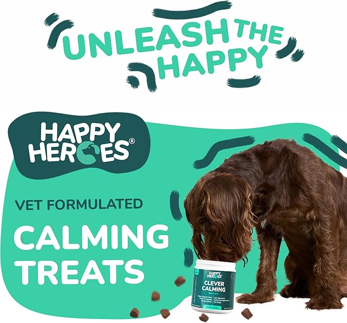 Clever Calming Chews for Dogs, 100% Natural Dog Supplement, For Anxiety Relief, Helps Stress, Fear, Hyperactivity, Reactivity, Beef Flavor Calming Dog Treats, Made in USA, 60 Soft Chews