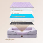 EHEYCIGA Memory Foam Dog Bed for Medium Size, Orthopedic Dog Sofa with Sides and Waterproof Liner, Washable Bolster Pet Couch with Removable Cover, 35x22x6.5 Inch, Purple