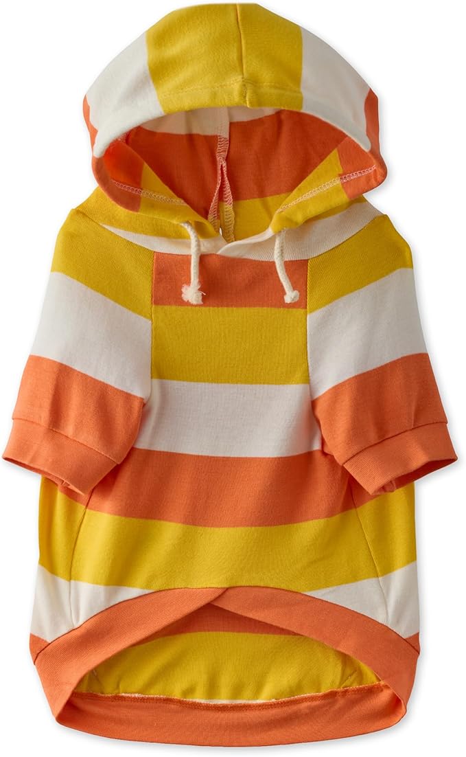 Rocky – The Orginal Lightweight Hooded TEE 100% Organic Cotton Dog Hoodie Pet Coat Sweater for Small, Medium, Large Dogs, Candy Corn, X-Large