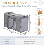 ‌Petsfit Airline Approved Pet Carrier for Small Cats, 16.5x8.6x11 TSA Approved Carrier, with Removable Dual-Sided Padding (2-Way Placement) - Fits Under Most Airplane Seats, Escape Proof (Gray)