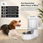 Sfozstra Dog Water Bowl Dispenser: 6L Large White Gravity Stainless Steel Bowl - Without Filter - Pet Feeder for Pets Indoor/Outdoor Use by Owners