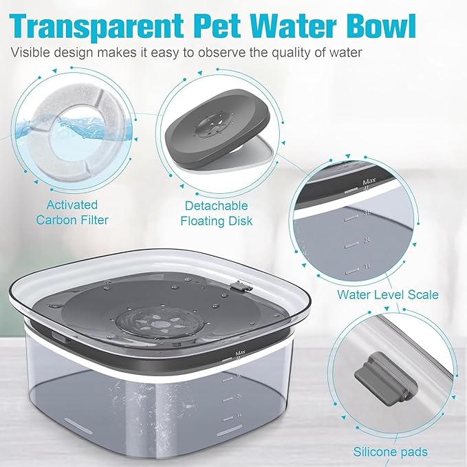 UPSKY 4L Dog Water Bowl 135oz No Spill Dog Bowl Extra Large Capacity Slow Drinking Water Feeder, Splash Proof Pet Water Dispenser Vehicle Carried Travel Water Floating Bowl for Dogs, Cats