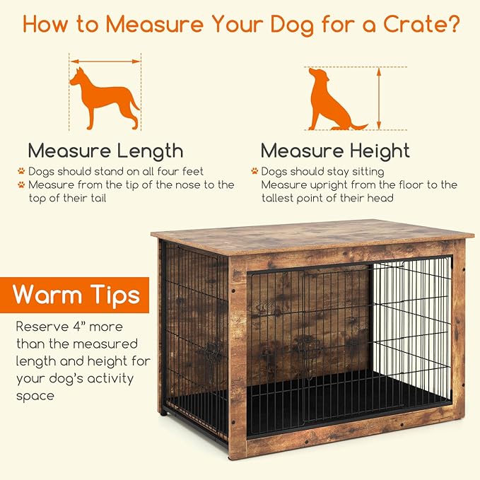 PETSITE Dog Crate Furniture for Medium/Large Dogs, 39" Indoor Pet House Side End Table w/Cushion, Double Doors, Heavy-Duty Chew-Resistant Wood Metal Dog Kennel up to 70 LBS (39 x 26 x 27 Inches)
