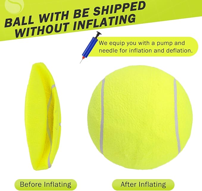 SCENEREAL Giant Tennis Ball for Dogs 2 Pack,Upgraded Thicken 9.5" Large Tennis Balls for Dogs,Halloween Dog Toys Birthday Gift, Inflatable Interactive Ball for Large Medium Big Dog,Durable Toy