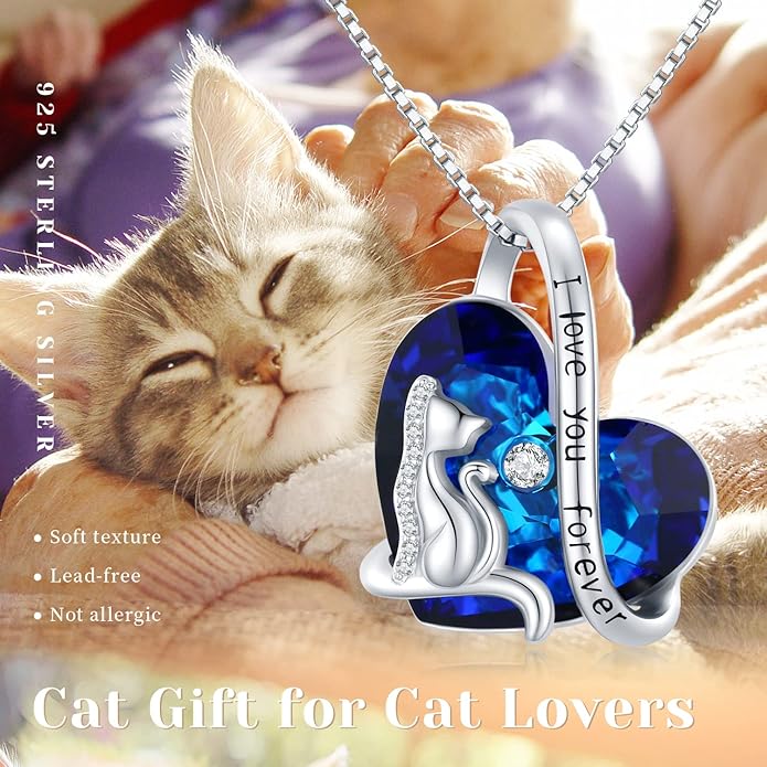 Black Cat/Fox/Owl/Panda/Butterfly/Cat/Dog Paw Print/Mushroom for Women Sterling Silver Animal Pendant Necklace Jewelry Christmas Birthday Gifts for Couples Sisters