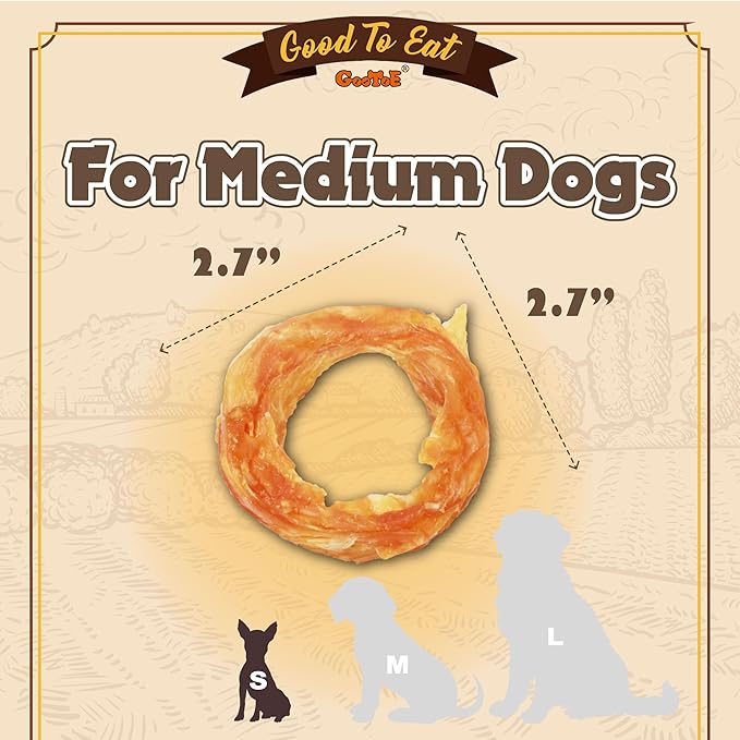 Gootoe Turkey Tendon Dog Treats, Ring (S) 1 lb, USA-Sourced Turkey Tendon, Natural Snack, Premium Puppy Chews, Hypoallergenic, Rawhide Free, Reseal Value Bag, Size for Small Dogs