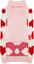 KYEESE Dog Sweater for Medium Dogs with Leash Hole Dog Sweaters Red HeartPet Sweater,XXL