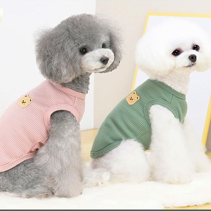 Cotton Dog & Cat T-Shirts - Soft, Breathable, Stretchy Sleeveless Vests for Medium & Small Dogs