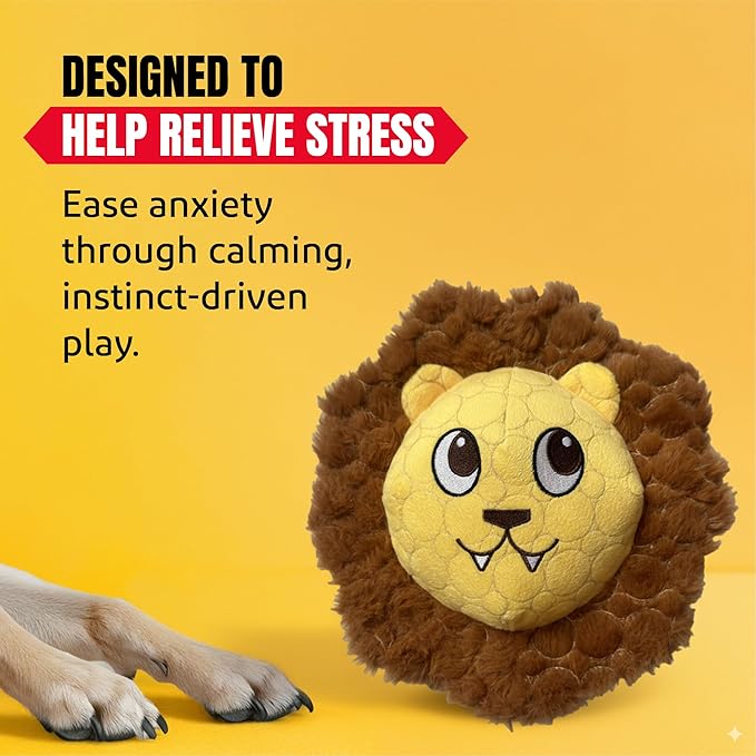 Bite Force -Durable & Strong Dog Toy Mighty Leo with Squeaker, Kevlar-Reinforced for Aggressive Chewers for Small Medium Large Dogs - Yellow.